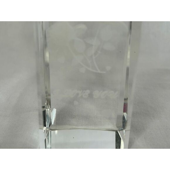 Mom I Love You Gift/Paperweight, Mother's Day Gift, Engraved, Roses, Crystal - Picture 6 of 8